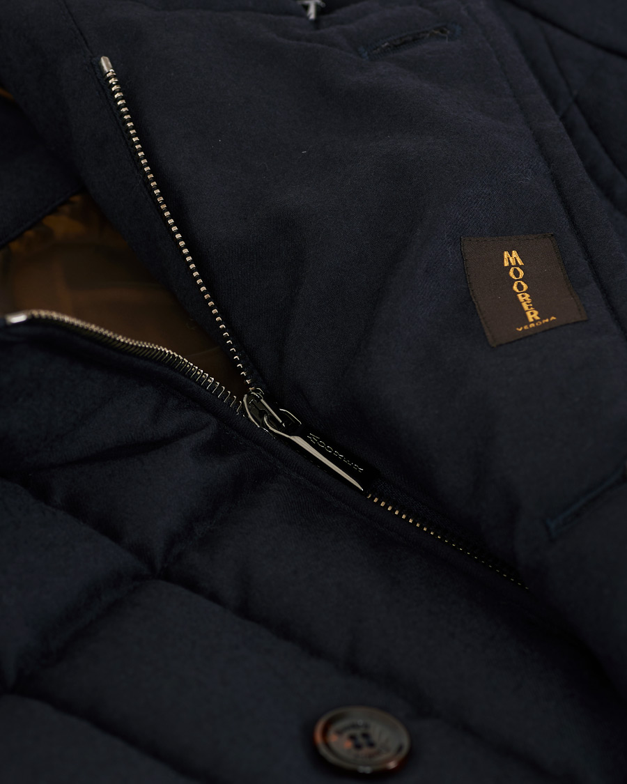 Herren | Jacken | MooRER | Padded Flannel Double Breasted Coat Navy
