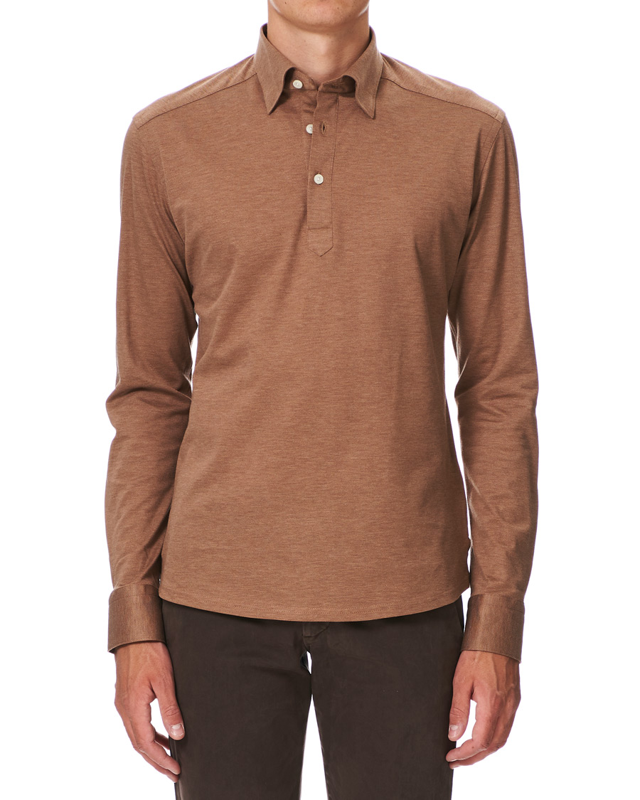 Herren | Hemden | Eton | Slim Fit Pique Button Under Poloshirt Nougat