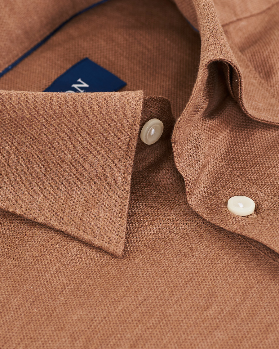 Herren | Hemden | Eton | Slim Fit Pique Button Under Poloshirt Nougat