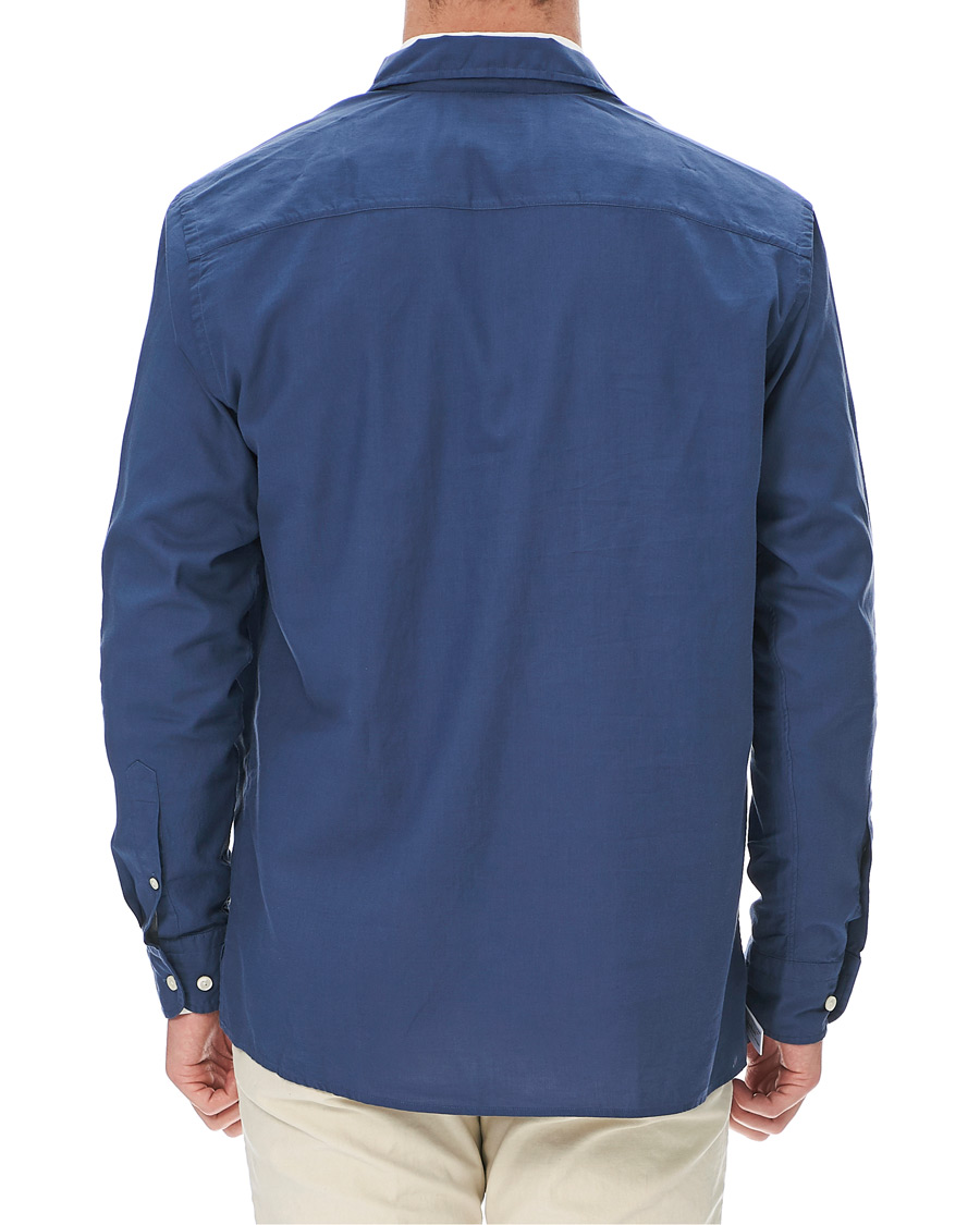 Herren | Hemden | Eton | Slim Fit Cotton Half Zip Shirt Blue