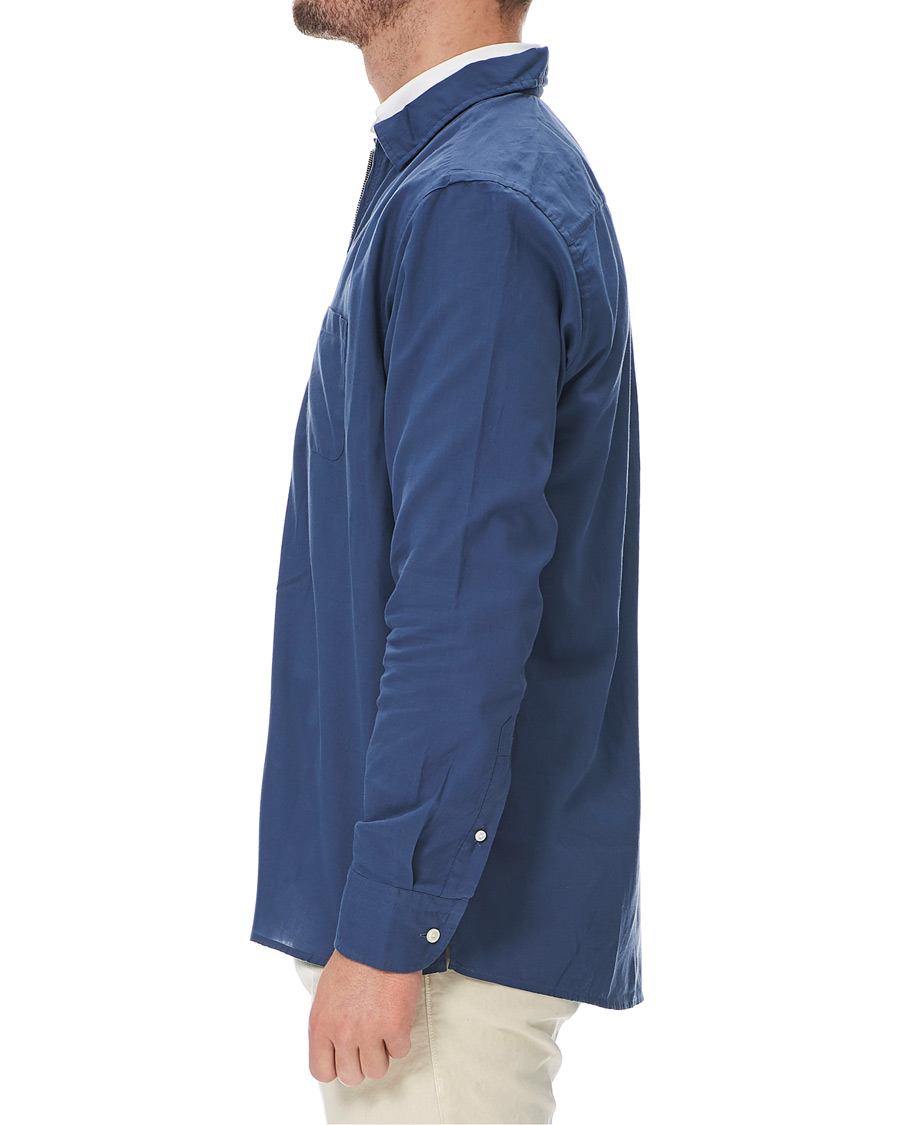 Herren | Hemden | Eton | Slim Fit Cotton Half Zip Shirt Blue