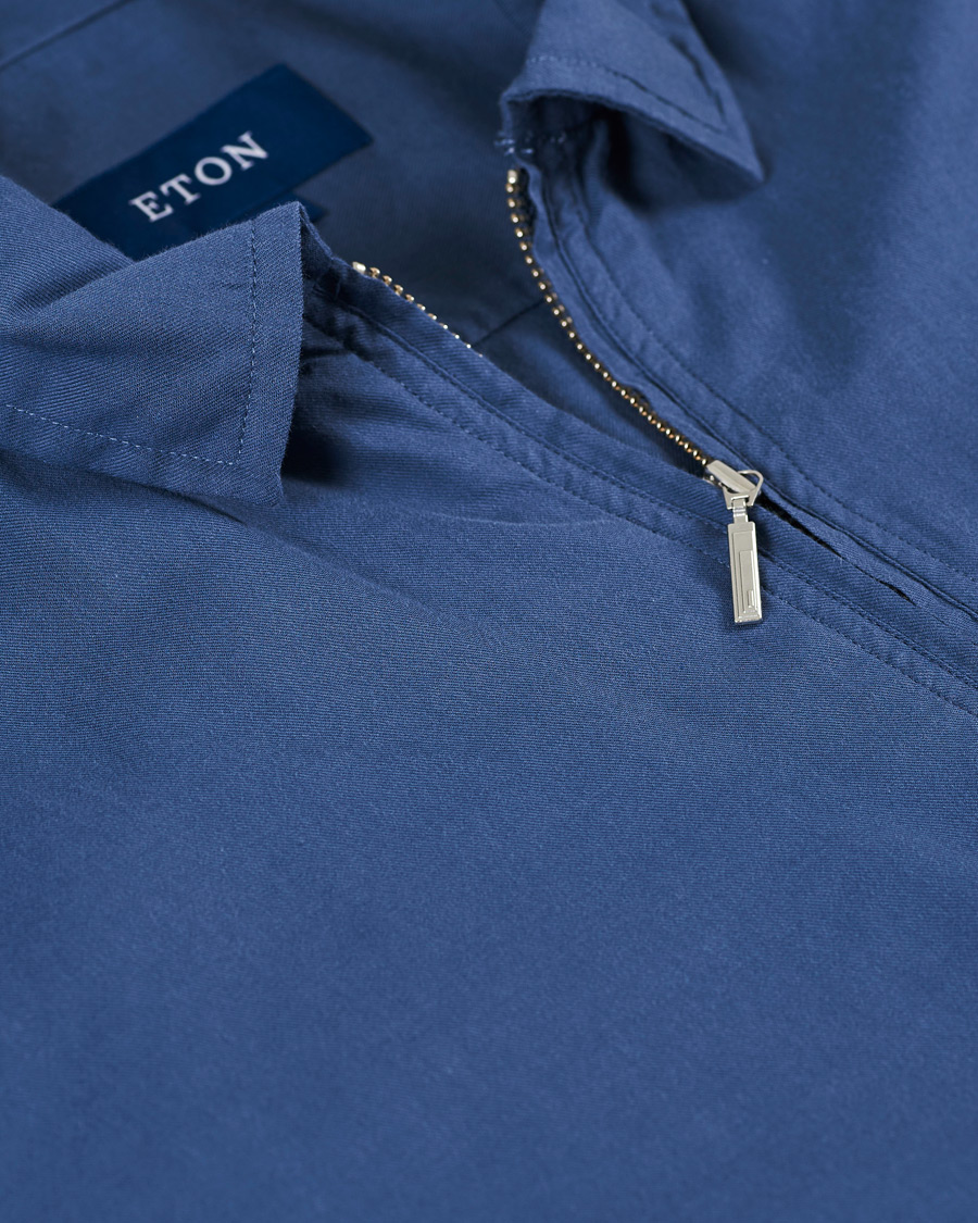 Herren | Hemden | Eton | Slim Fit Cotton Half Zip Shirt Blue