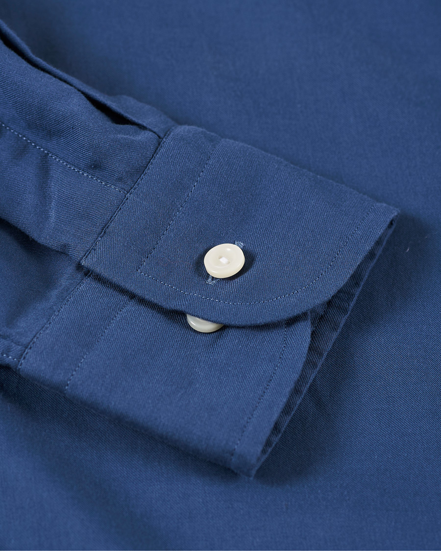 Herren | Hemden | Eton | Slim Fit Cotton Half Zip Shirt Blue