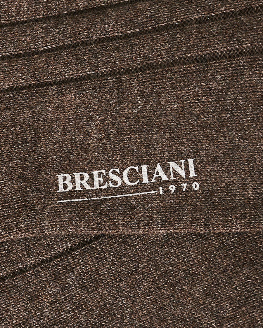 Herren | Unterwäsche | Bresciani | Pure Cashmere Ribbed Socks Light Brown