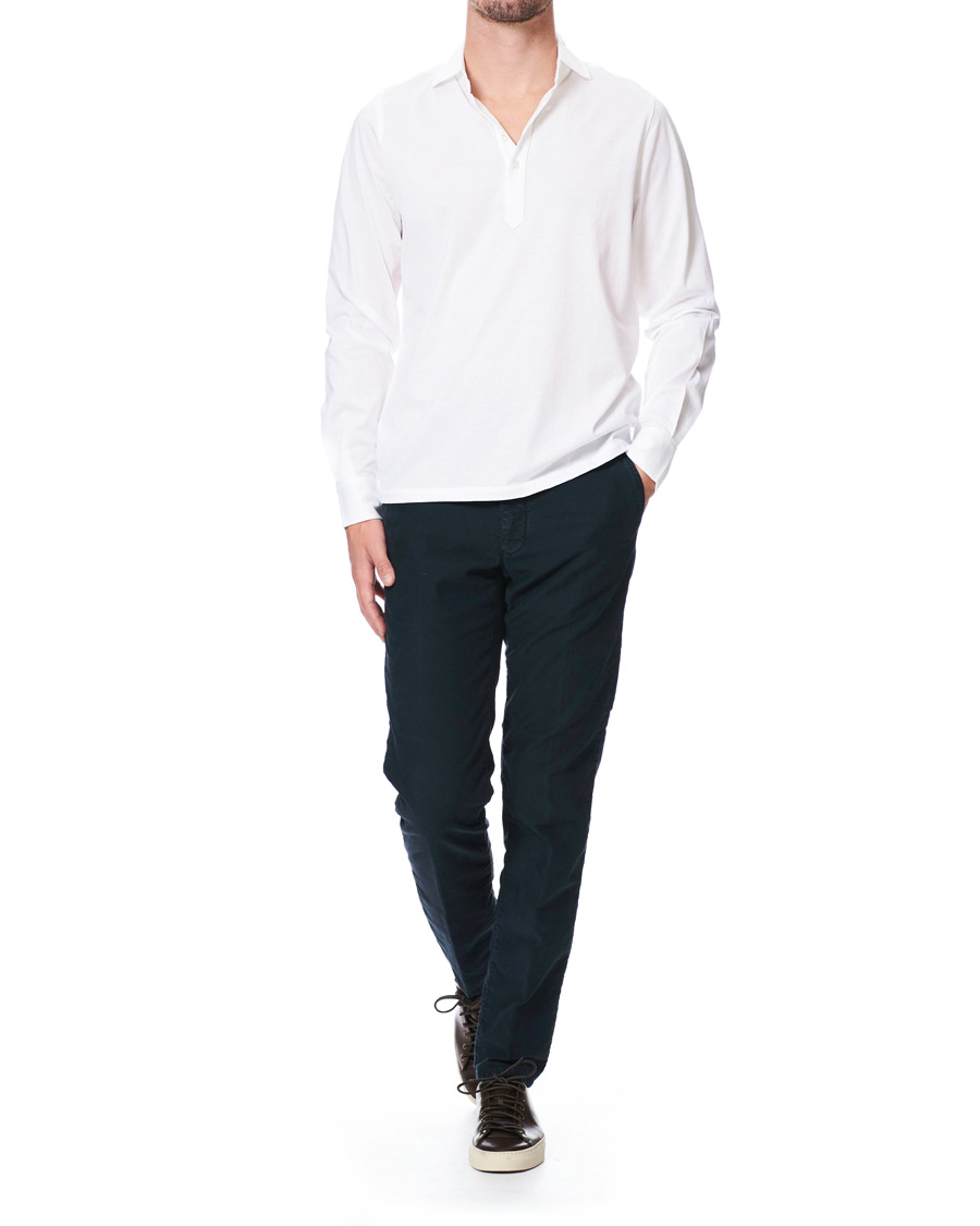 Herren | Hemden | Stenströms | Cotton Popover Poloshirt White