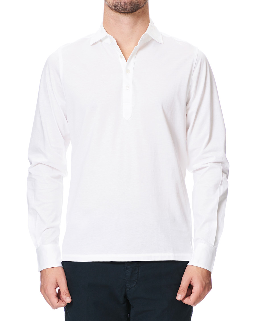 Herren | Hemden | Stenströms | Cotton Popover Poloshirt White