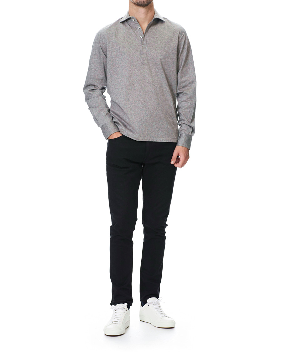 Herren | Hemden | Stenströms | Cotton Popover Poloshirt Grey Melange