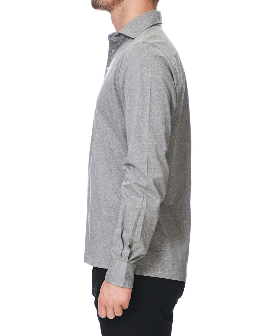 Herren | Hemden | Stenströms | Cotton Popover Poloshirt Grey Melange