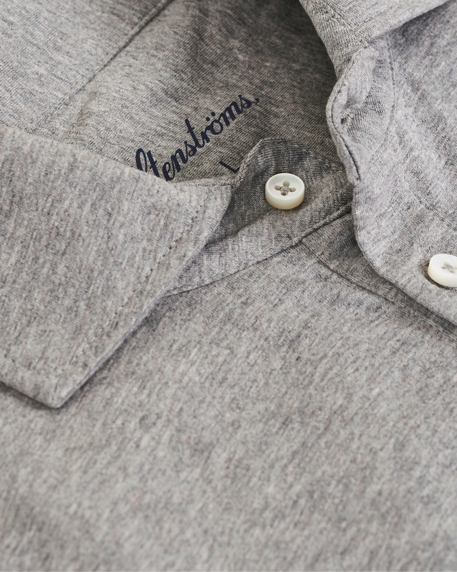 Herren | Hemden | Stenströms | Cotton Popover Poloshirt Grey Melange