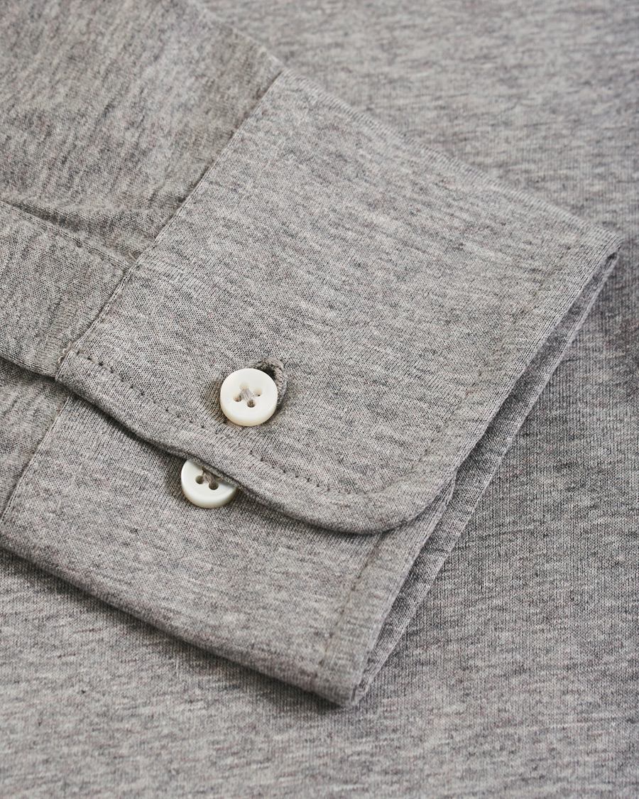 Herren | Hemden | Stenströms | Cotton Popover Poloshirt Grey Melange