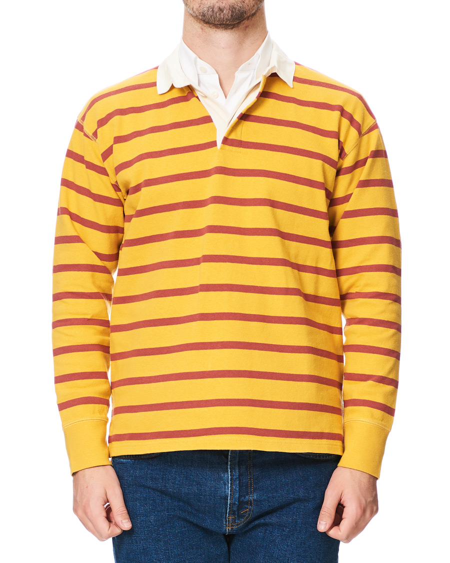 Herren | | Drake's | Long Sleeve Rugby Strype Yellow/Red
