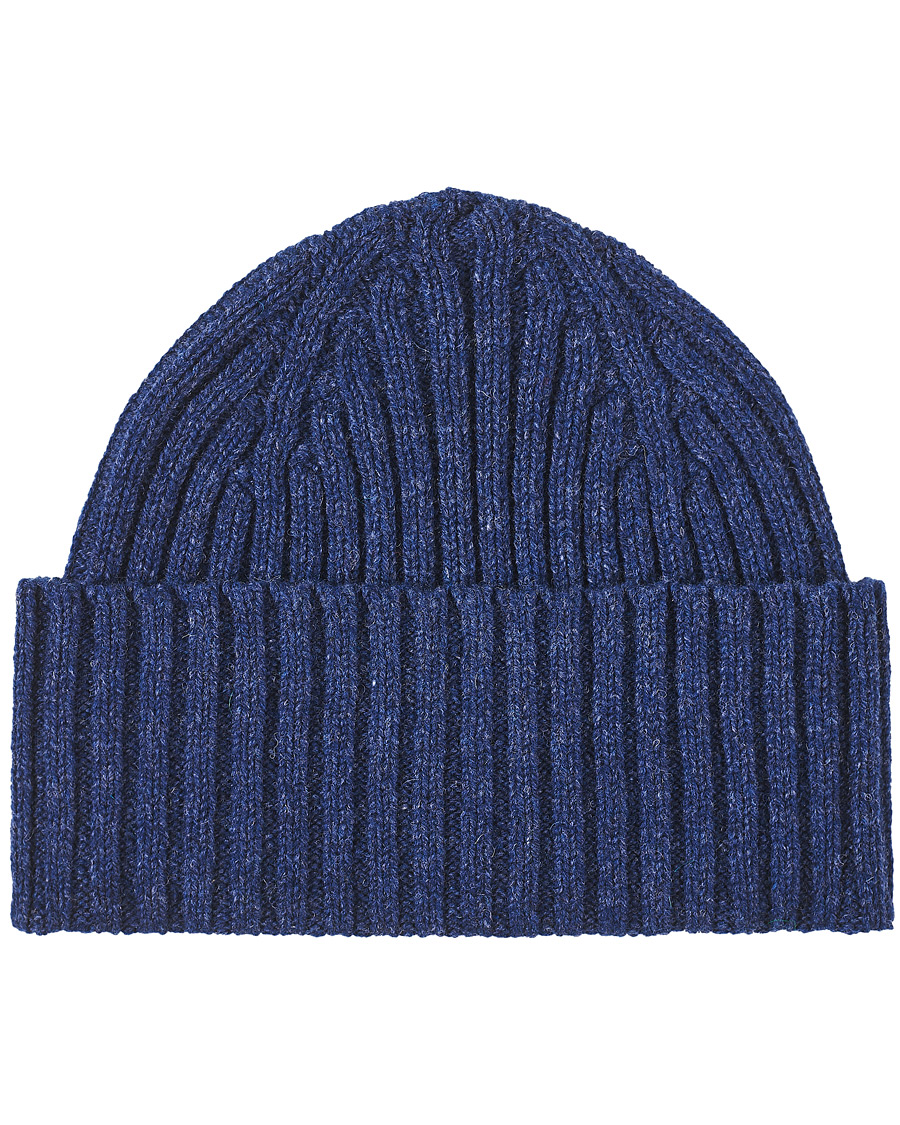 Herren | Drake's Lambswool Ribbed Hat Blue | Drake's | Lambswool Ribbed Hat Blue