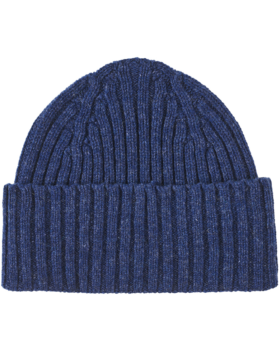 Herren | Drake's Lambswool Ribbed Hat Blue | Drake's | Lambswool Ribbed Hat Blue