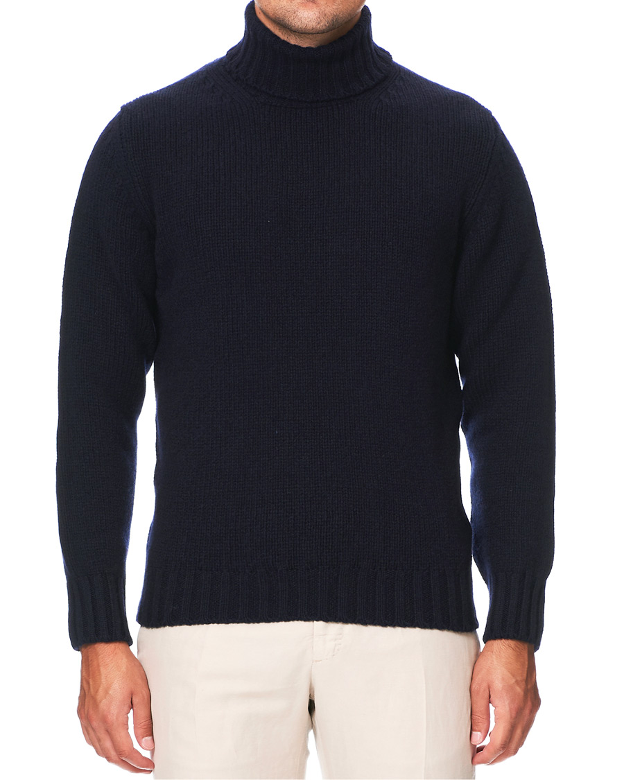 Herren | Pullover | Drake's | Lambswool Rollneck Navy