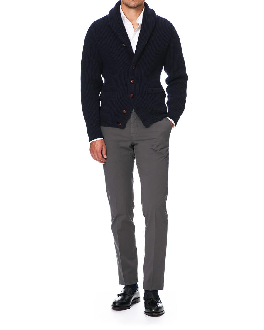 Herren | Pullover | Drake's | Shawl Collar Rib Cardigan Navy