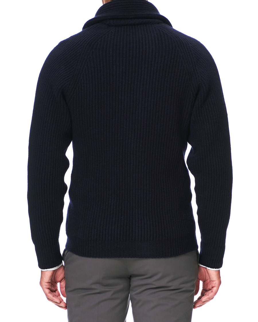 Herren | Pullover | Drake's | Shawl Collar Rib Cardigan Navy