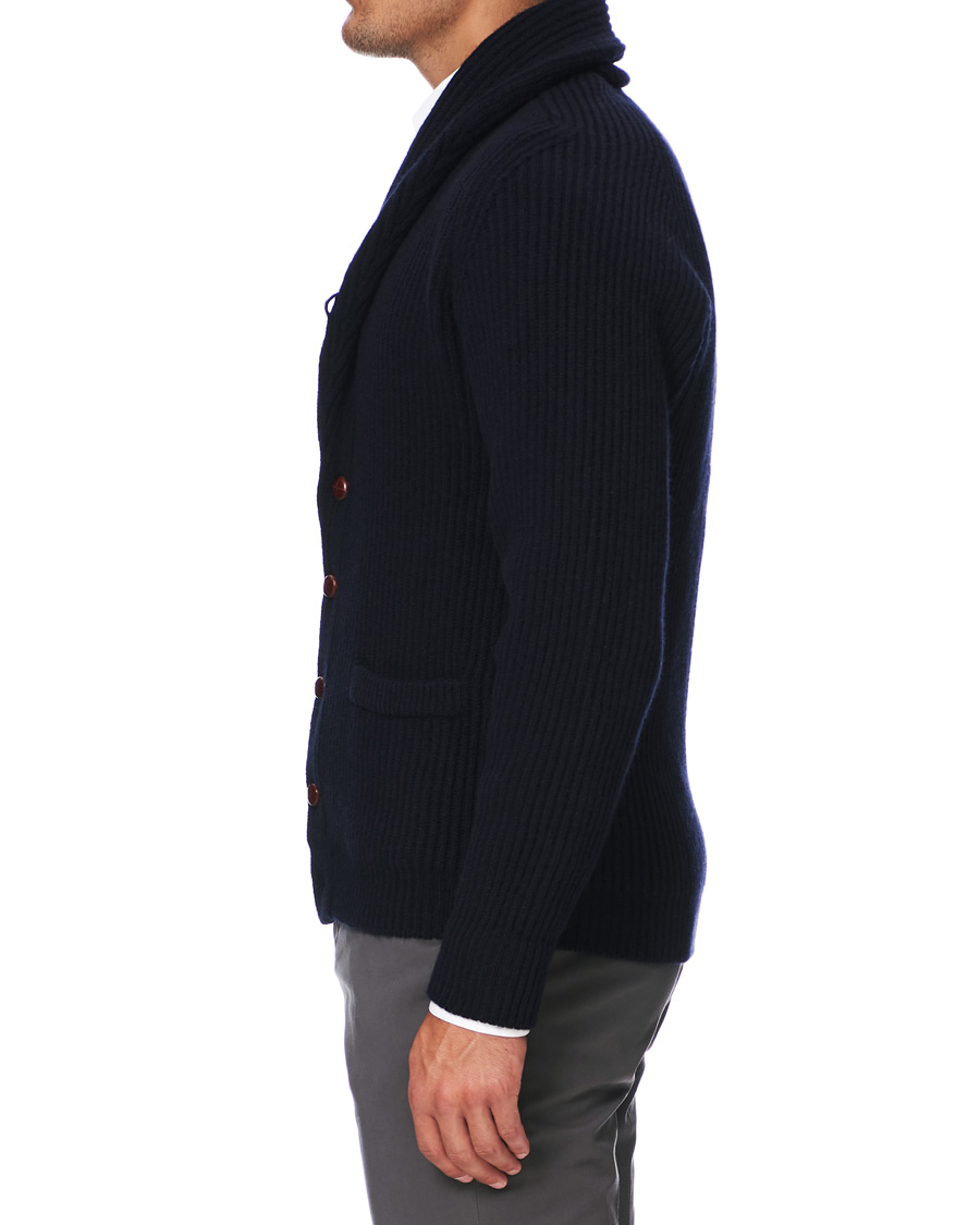 Herren | Pullover | Drake's | Shawl Collar Rib Cardigan Navy