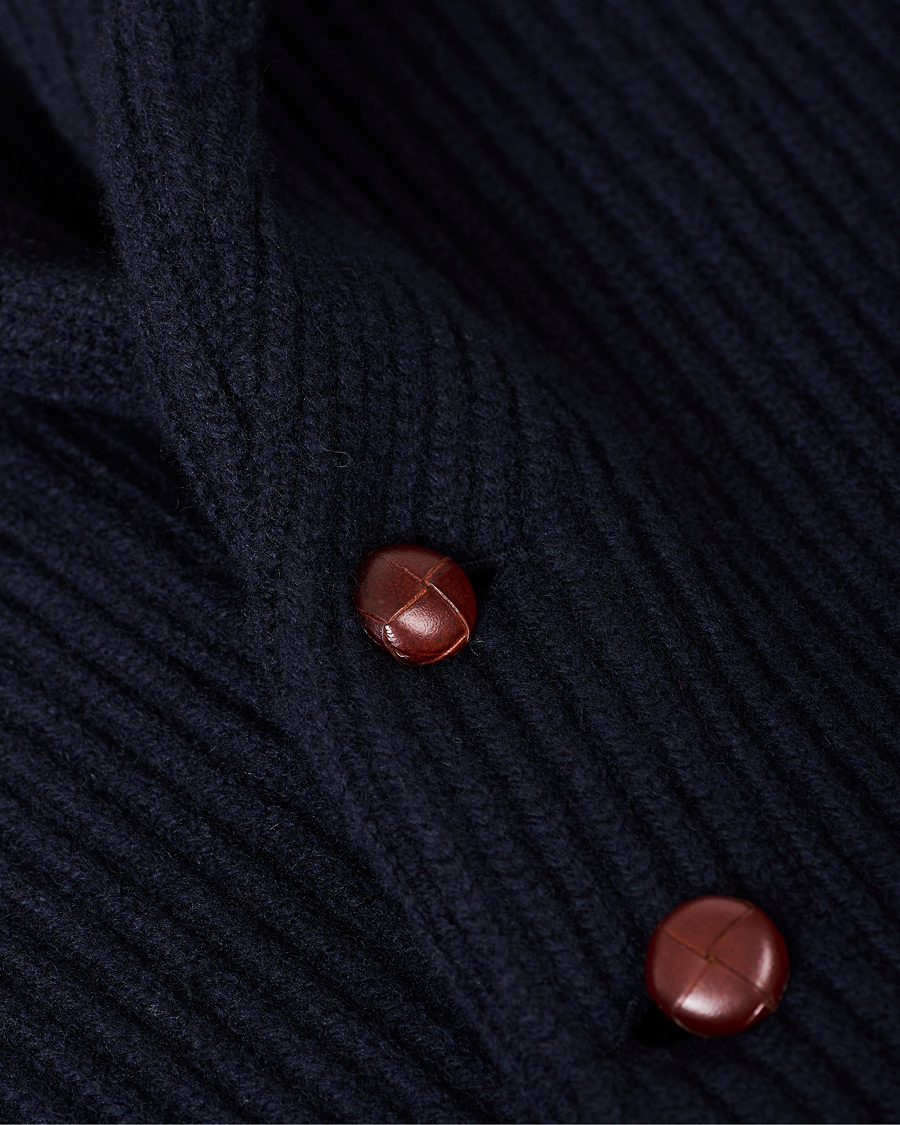 Herren | Pullover | Drake's | Shawl Collar Rib Cardigan Navy
