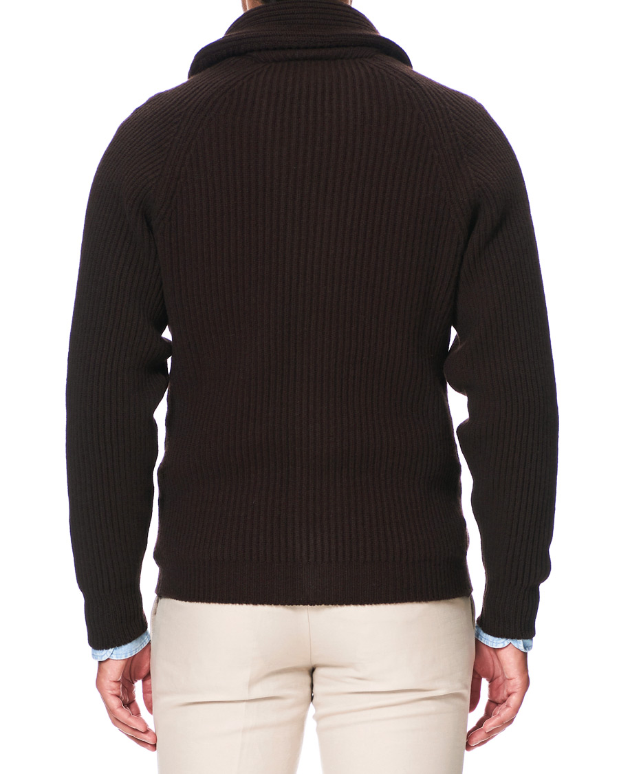 Herren | Pullover | Drake's | Lambswool Shawl Cardigan Ebony