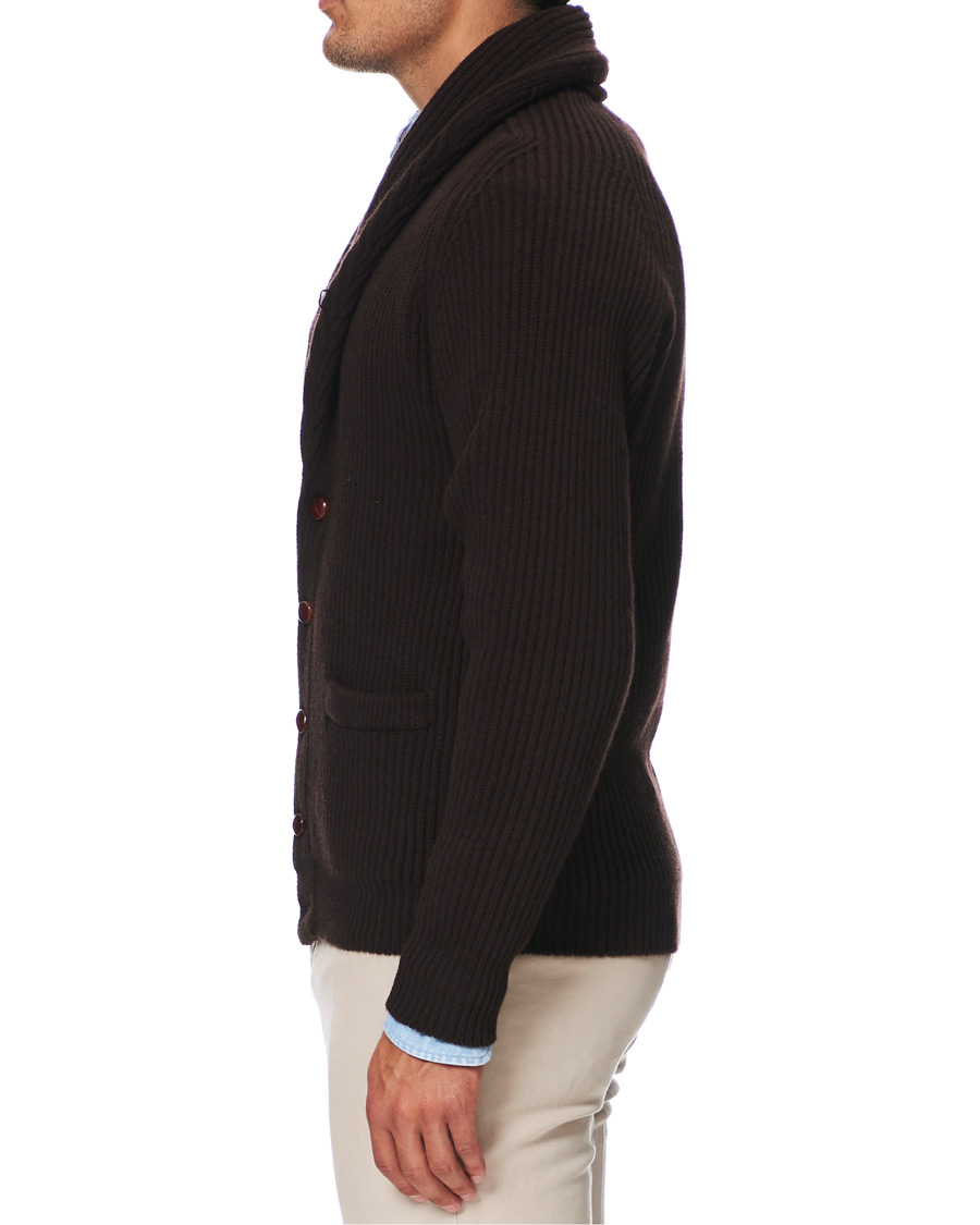 Herren | Pullover | Drake's | Lambswool Shawl Cardigan Ebony