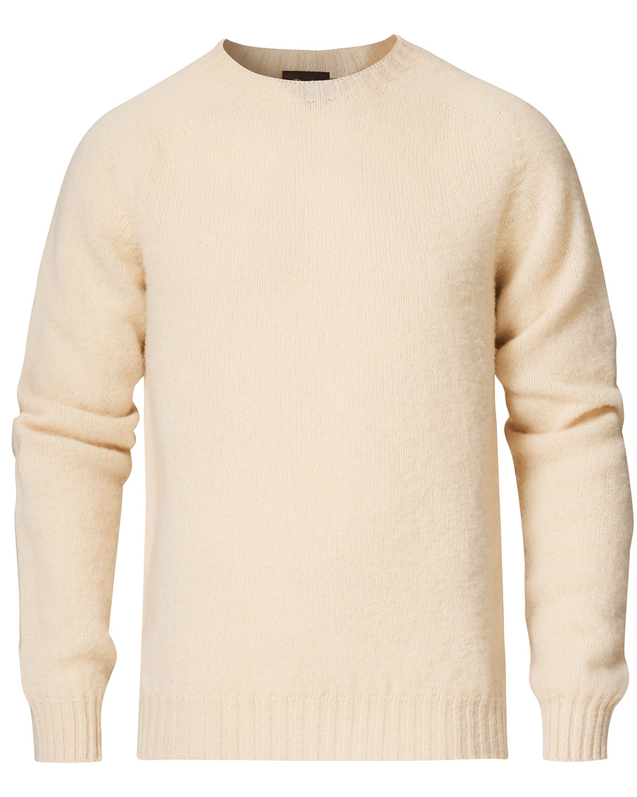 Herren | Pullover | Drake's | Brushed Shetland Wool Crew Neck Cream