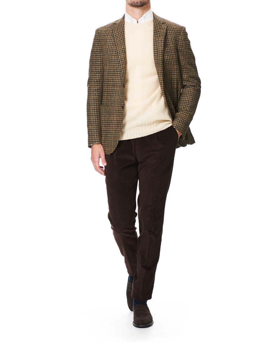 Herren | Pullover | Drake's | Brushed Shetland Wool Crew Neck Cream