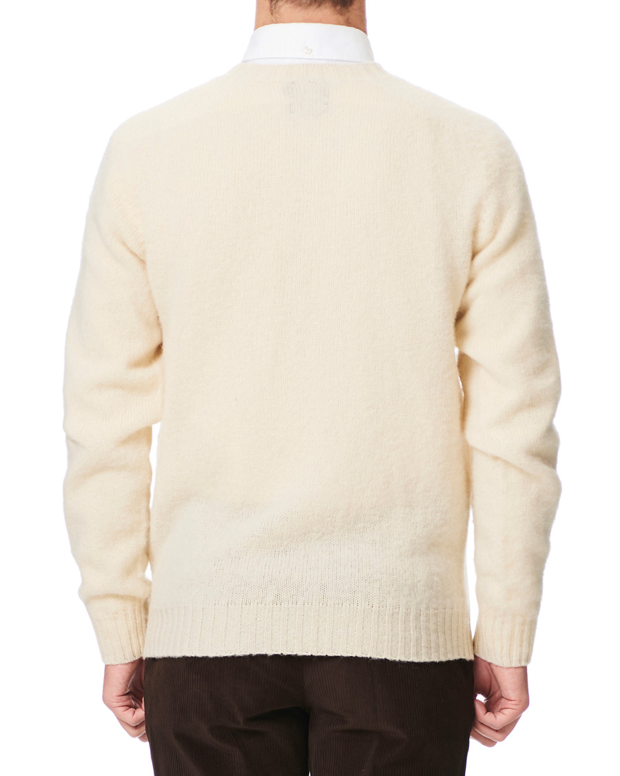 Herren | Pullover | Drake's | Brushed Shetland Wool Crew Neck Cream