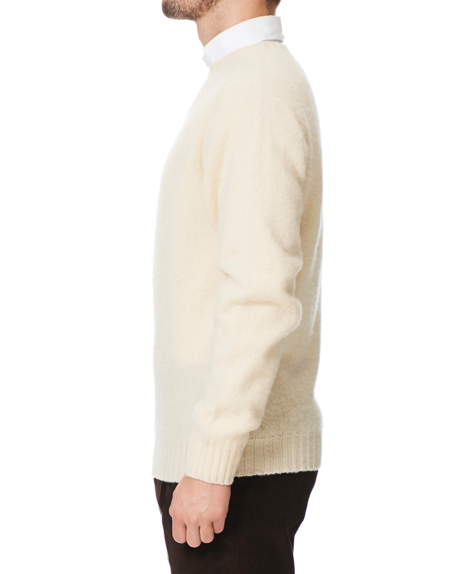 Herren | Pullover | Drake's | Brushed Shetland Wool Crew Neck Cream