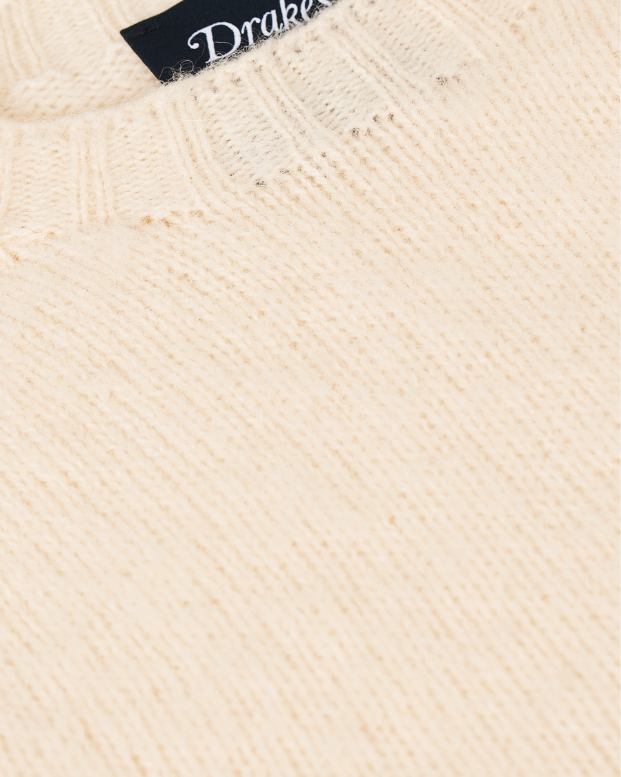 Herren | Pullover | Drake's | Brushed Shetland Wool Crew Neck Cream