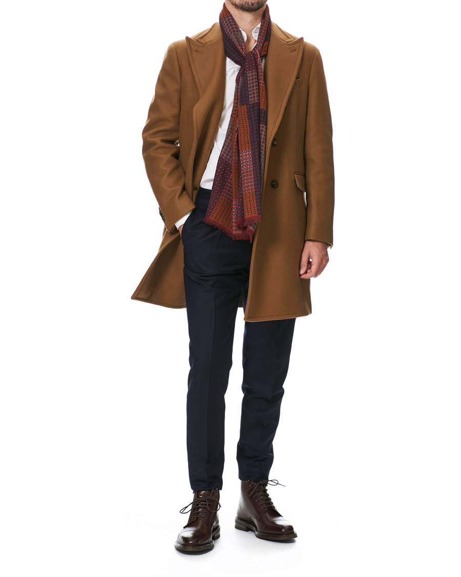 Herren | Drake's Wool Printed Patchwork Scarf Burgundy | Drake's | Wool Printed Patchwork Scarf Burgundy