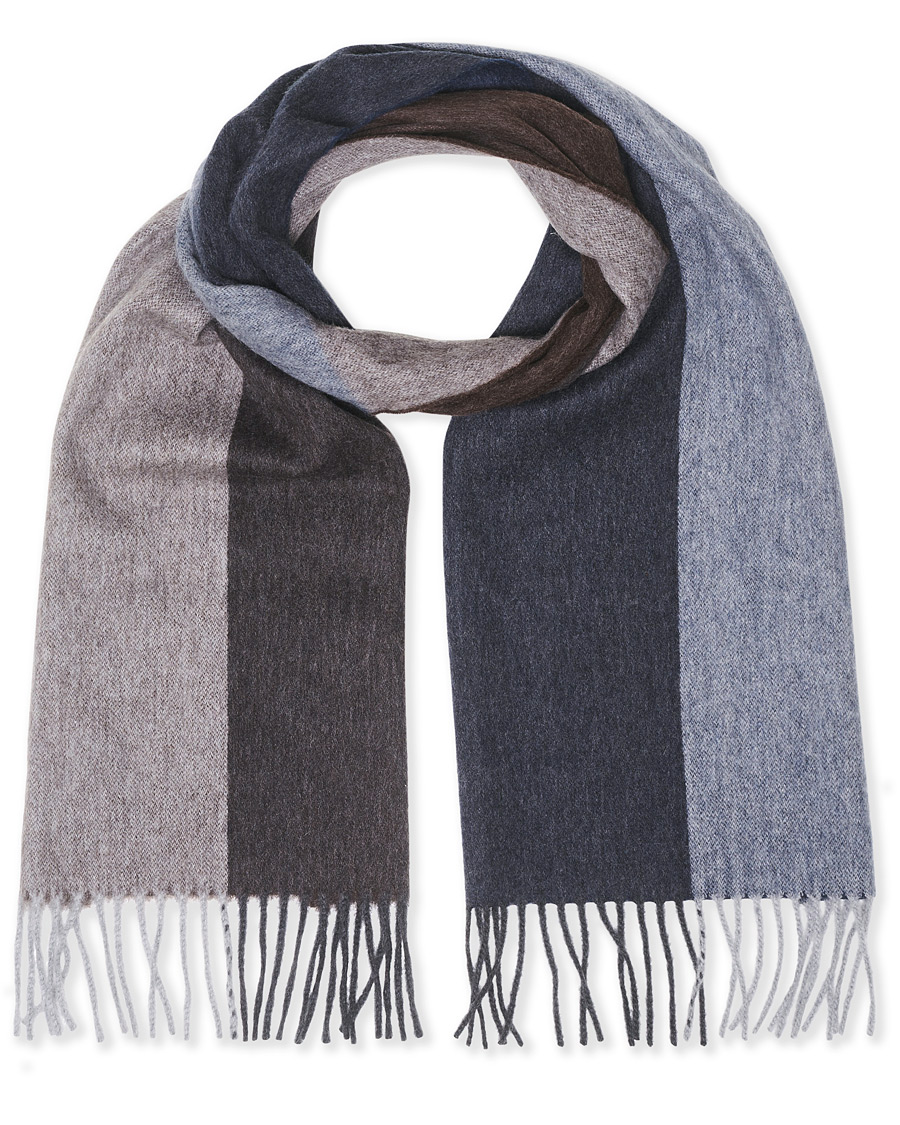 Herren | Drake's Lambswool/Angora Block Check Scarf Brown/Blue | Drake's | Lambswool/Angora Block Check Scarf Brown/Blue