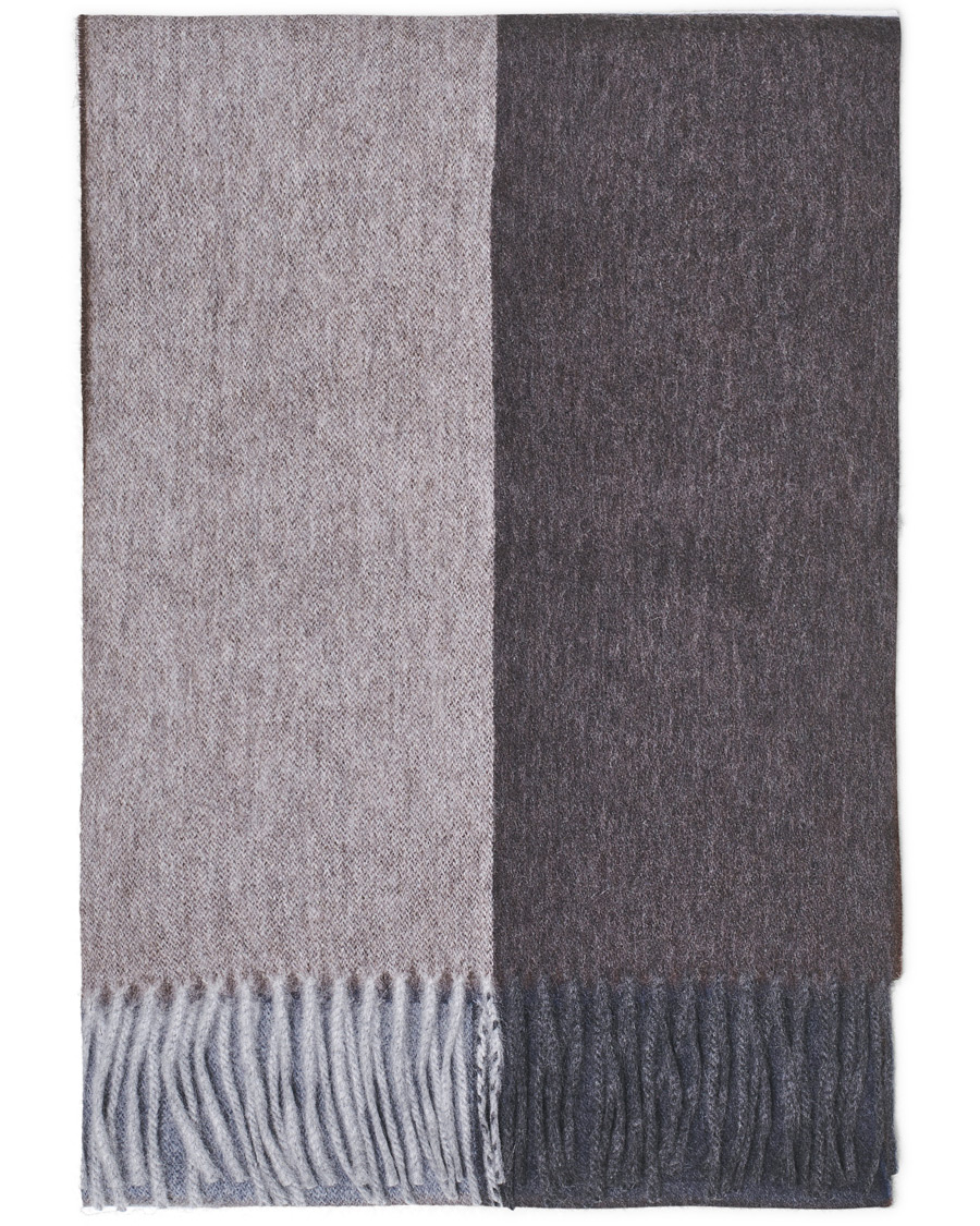 Herren | Drake's Lambswool/Angora Block Check Scarf Brown/Blue | Drake's | Lambswool/Angora Block Check Scarf Brown/Blue