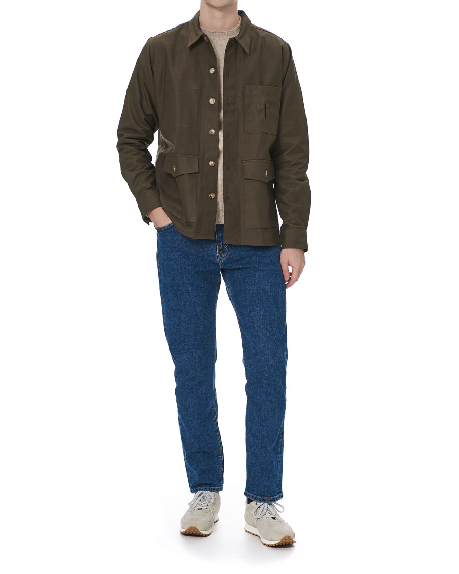 Herren | Hemden | Drake's | Solid Twill Overshirt Olive