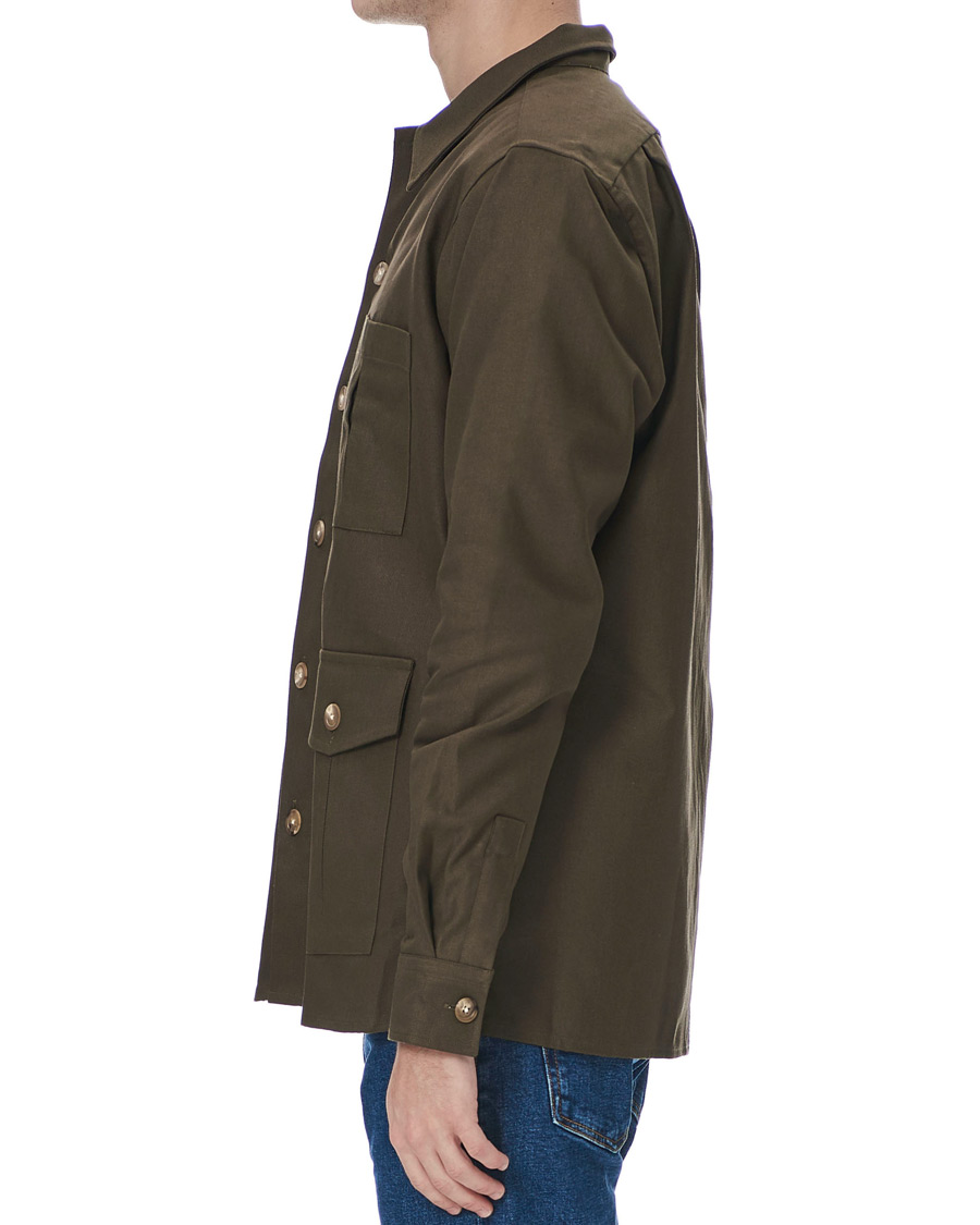Herren | Hemden | Drake's | Solid Twill Overshirt Olive