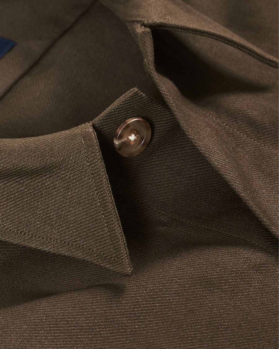 Herren | Hemden | Drake's | Solid Twill Overshirt Olive