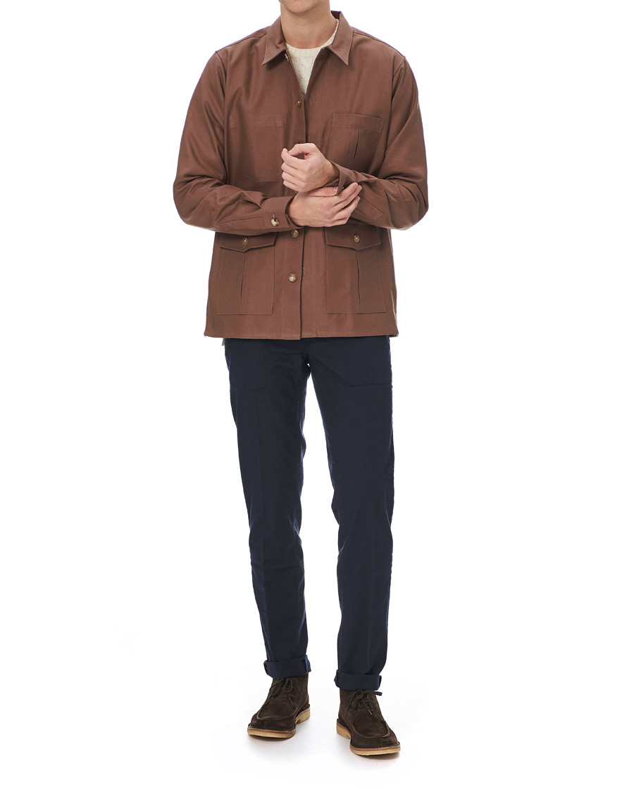 Herren | Hemden | Drake's | Solid Twill Overshirt Brown