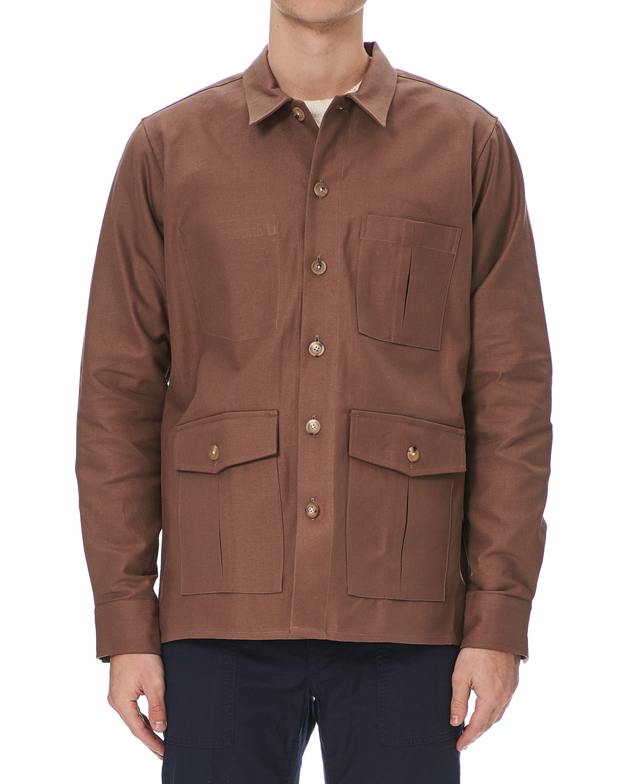 Herren | Hemden | Drake's | Solid Twill Overshirt Brown