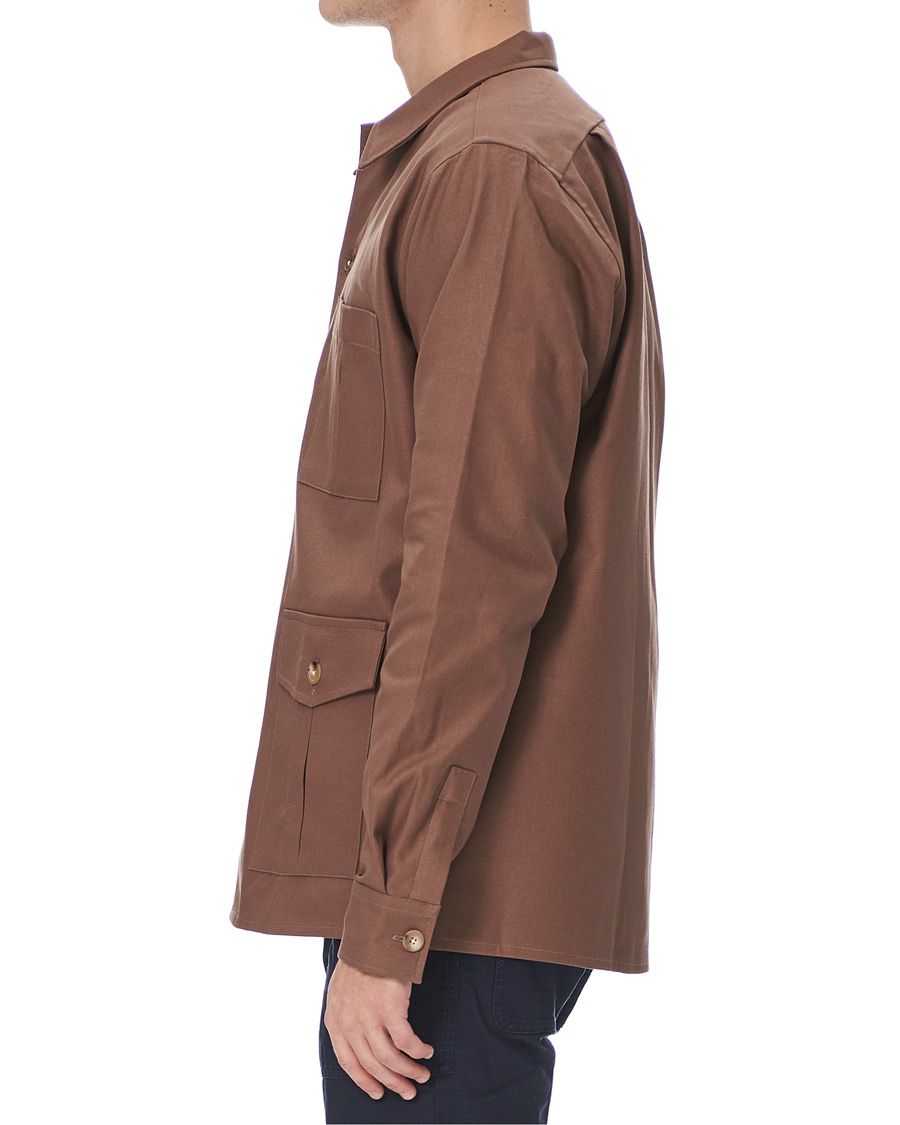 Herren | Hemden | Drake's | Solid Twill Overshirt Brown