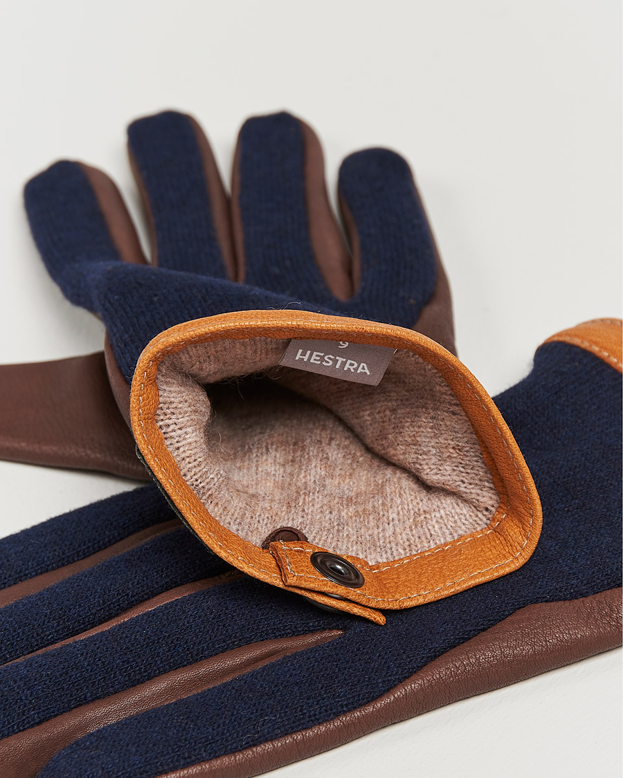 Herren | Unter 100 | Hestra | Deerskin Wool Tricot Glove Blue/Brown