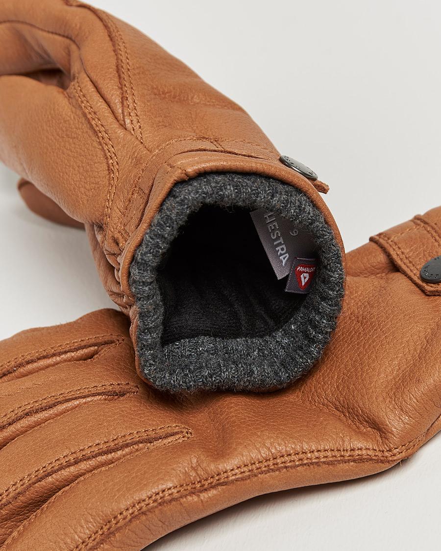 Herren | Handschuhe | Hestra | Utsjö Fleece Lined Buckle Elkskin Glove Cognac