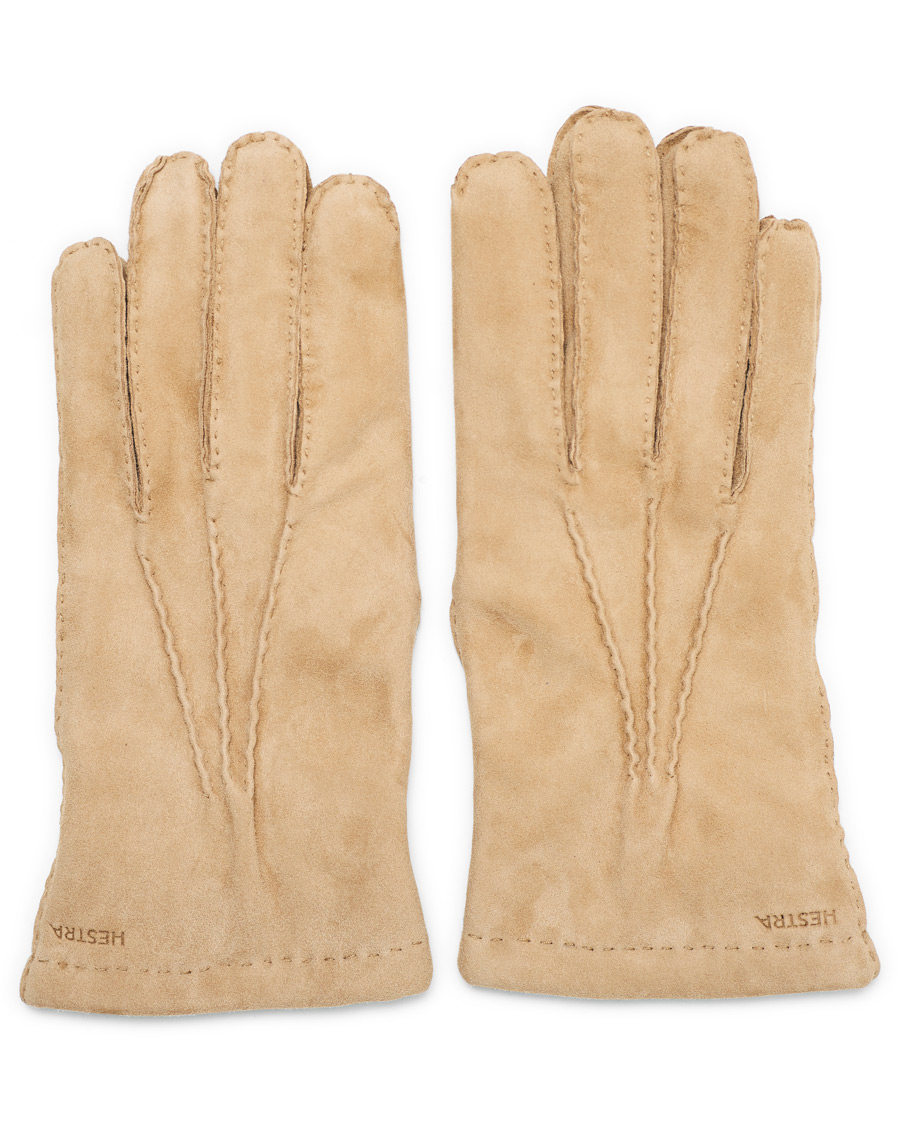 Herren | Hestra Arthur Wool Lined Suede Glove Camel | Hestra | Arthur Wool Lined Suede Glove Camel