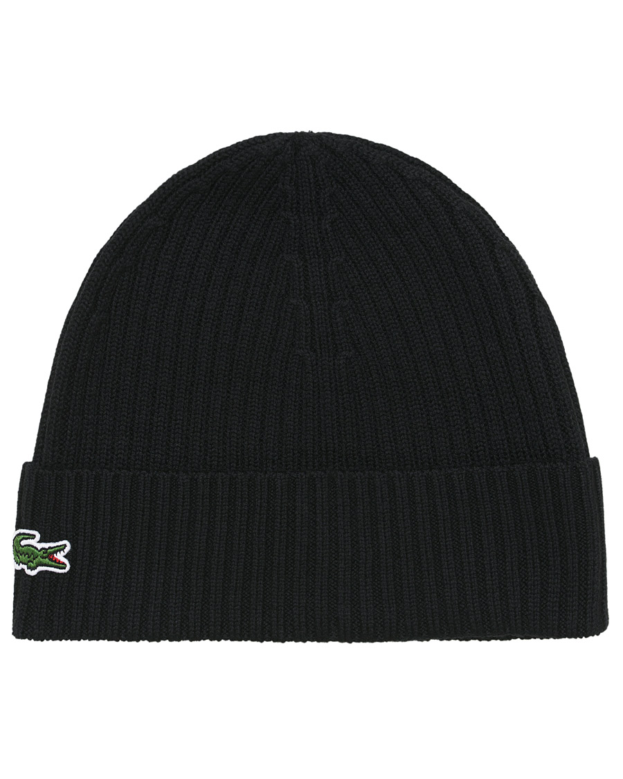 Herren | Lacoste Knitted Beanie Noir | Lacoste | Knitted Beanie Noir