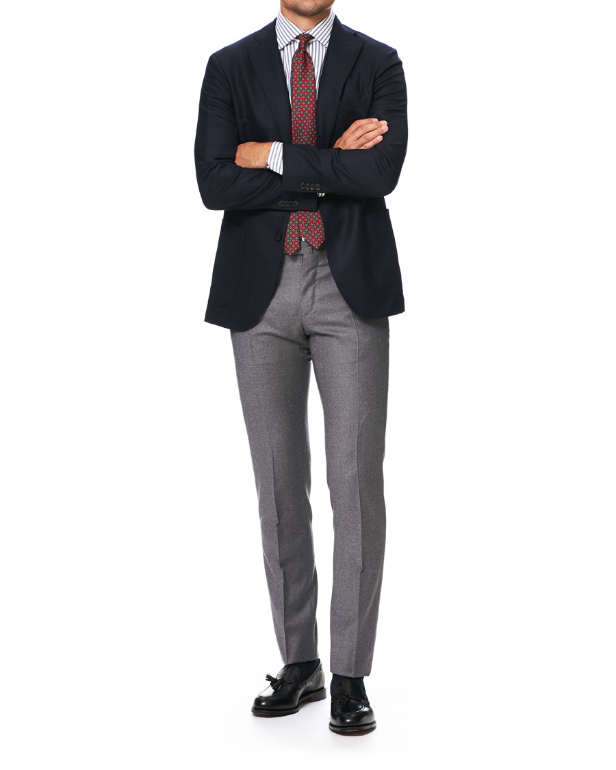 Herren | Hemden | Kamakura Shirts | Slim Fit Broadcloth Striped Shirt White/Blue