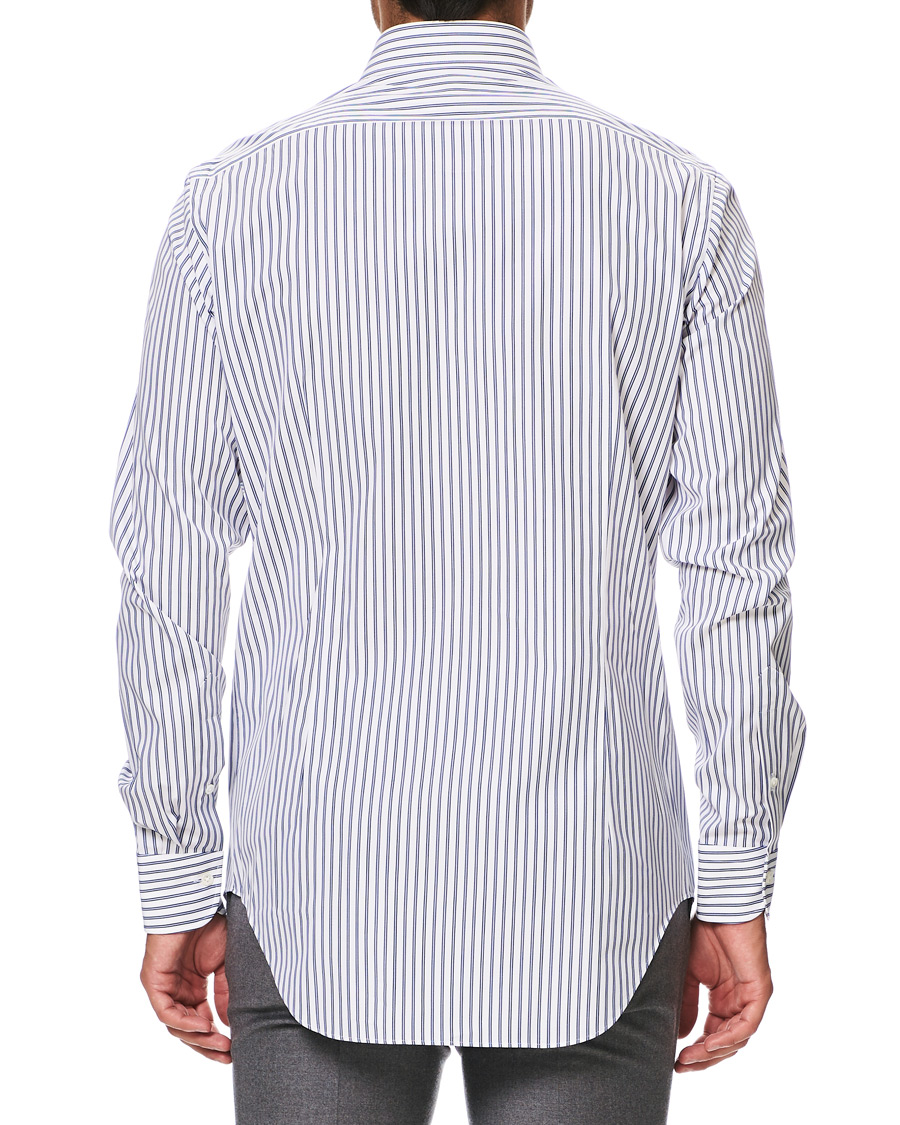 Herren | Hemden | Kamakura Shirts | Slim Fit Broadcloth Striped Shirt White/Blue