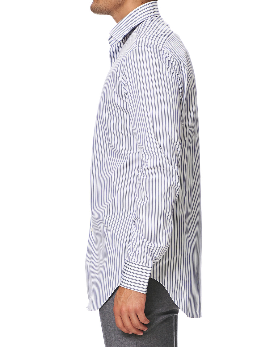 Herren | Hemden | Kamakura Shirts | Slim Fit Broadcloth Striped Shirt White/Blue