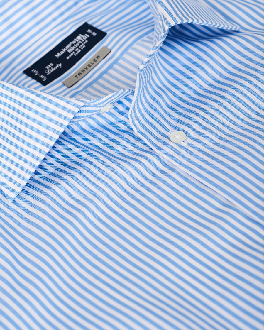 Herren | Hemden | Kamakura Shirts | Slim Fit Striped Travel Shirt Blue/White
