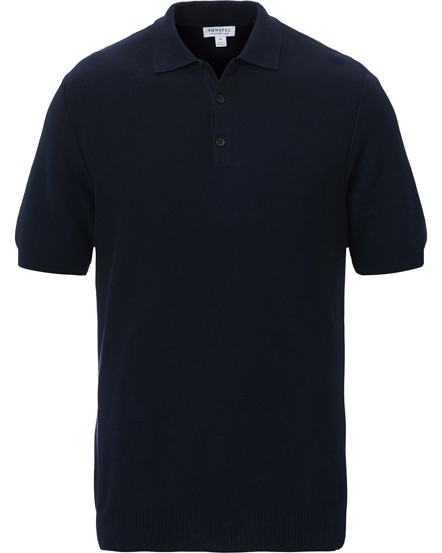 Herren | Poloshirts | Sunspel | Fine Texture Polo Navy