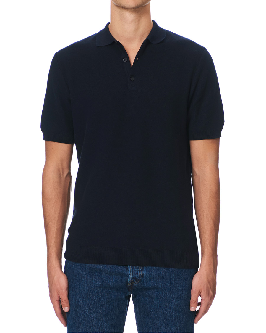 Herren | Poloshirts | Sunspel | Fine Texture Polo Navy