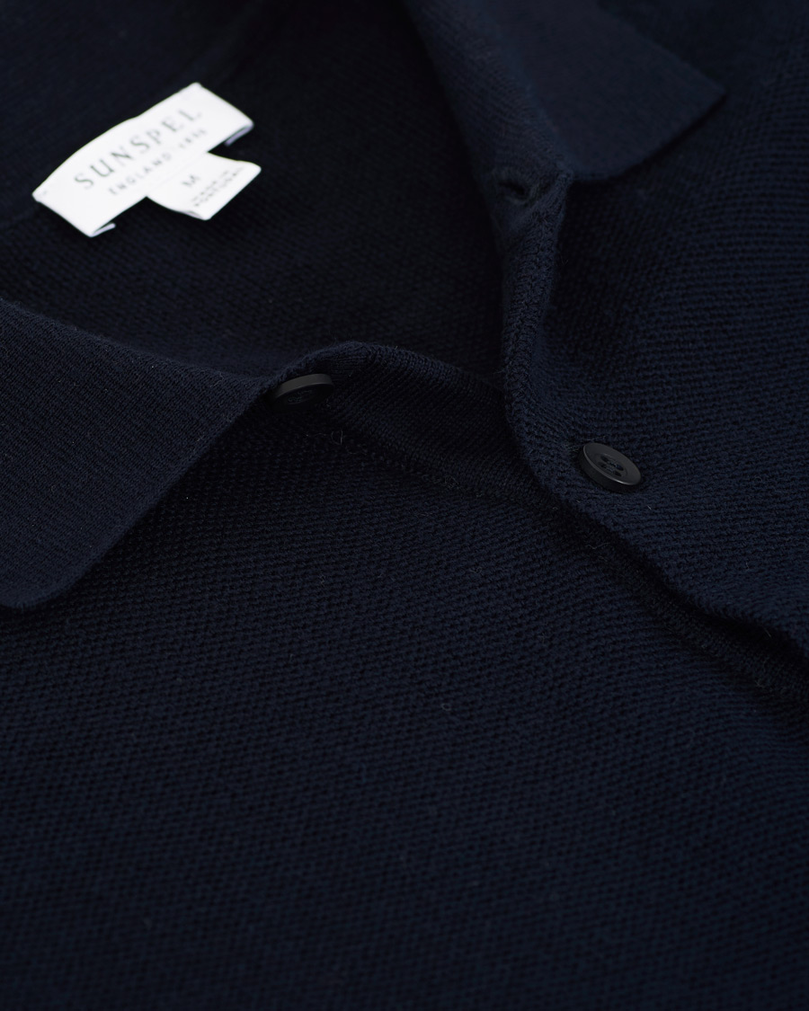 Herren | Poloshirts | Sunspel | Fine Texture Polo Navy