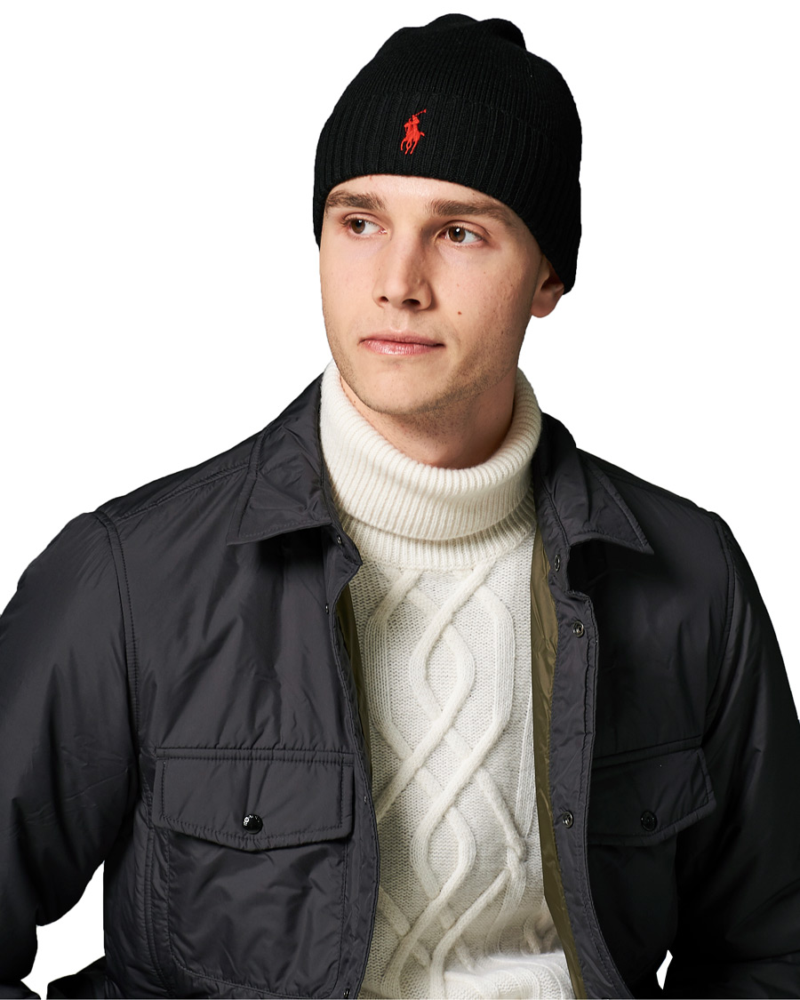 Herren | Polo Ralph Lauren Merino Wool Beanie Polo Black | Polo Ralph Lauren | Merino Wool Beanie Polo Black